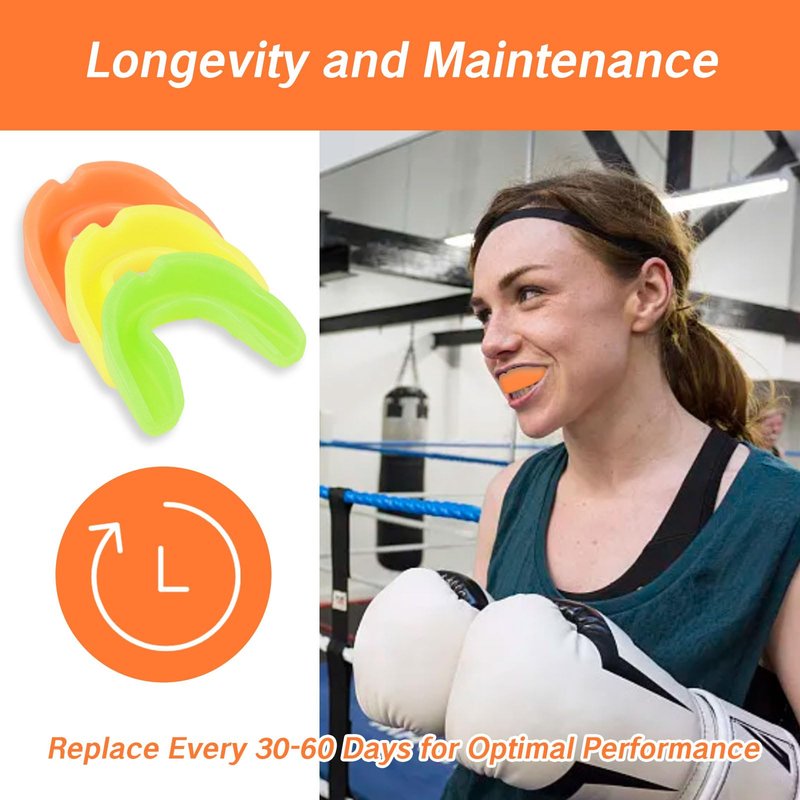 3Pcs Mouth Guard for Braces - Upper & Lower Mouth Guard for Sports - Youth & Adult Soft Mouthguard - Teeth Protection for Football, Jujitsu, Karate (Green, Yellow, Orange)