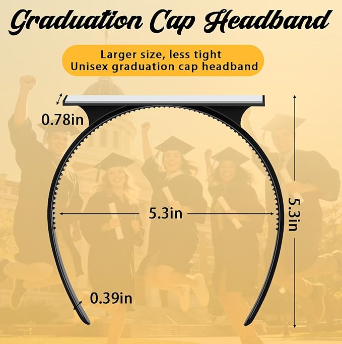 Graduation Cap Headband, Grad Cap Headband for Graduation Insert - Secures Graduation Hat & Keep Hairstyle, Hat Accessories Hairband for Graduates, Students