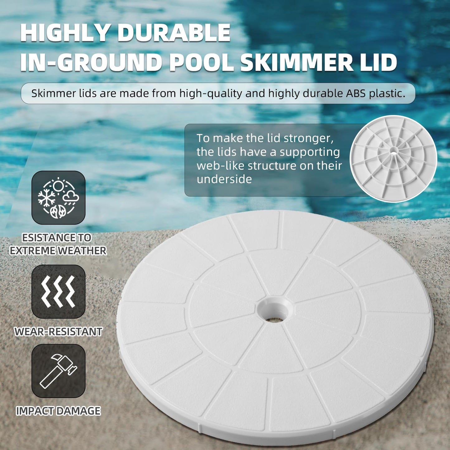 TonGass (2-Pack Round 9 1/8" Skimmer Valve Top Cover Lids Replacement Part for 9" Pool/Spa Deck Lid Plate Highly Durable Pool Skimmer Cover with UV Inhibitors
