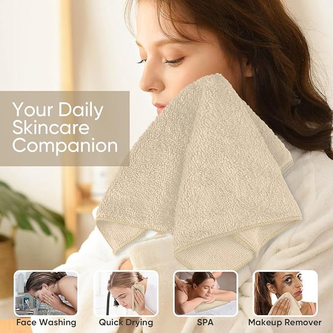 HOMEXCEL Microfiber Washcloths 12 Pack, Highly Absorbent and Soft Face Towel, Multi-Purpose Wash Cloths for Bathroom, Gym, Hotel, Spa and Kitchen, Multicolor 12x12 Inch, Brown