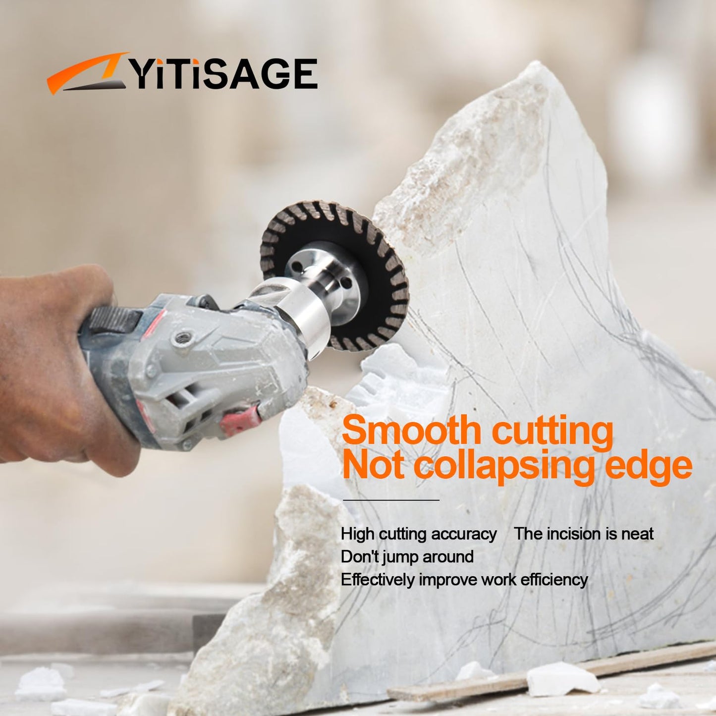 YITISAGE Diamond Turbo Mini Engraving Saw Blades with RemovabIe Flange 5/8-11 Cutting Disc for Carving Concrete Marble Granite Stone（50mm）