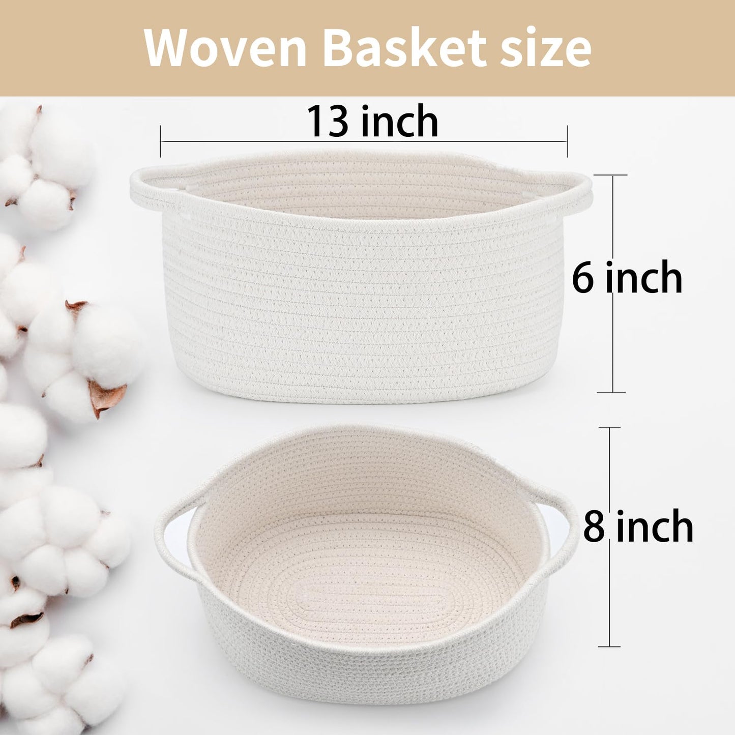 Happyiren Cute Woven Storage Basket with Handle, Baskets for Gifts Empty, Gift Baskets for Valentines Day Birthday Baby Shower Raffle Burr Fundraiser, Decorative Organizer Box for Spring Home Refresh