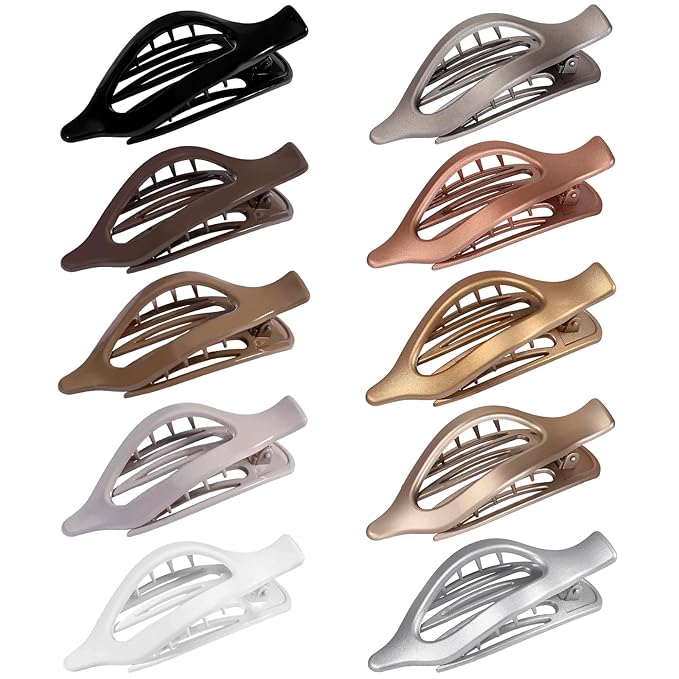 10 Pcs Flat Hair Clips for Women French Concord Claw Clips for Thick and Thin Hair Claw Clips Duck Billed Barrettes Hair Accessories for Women and Girls (Metal)