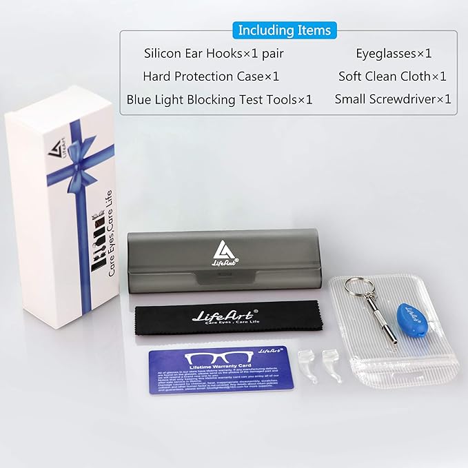 LifeArt Round Blue Light Blocking Glasses, Computer Glasses, Gaming Glasses, TV Glasses for Women Men (Black Purple, 2.00 Magnification)