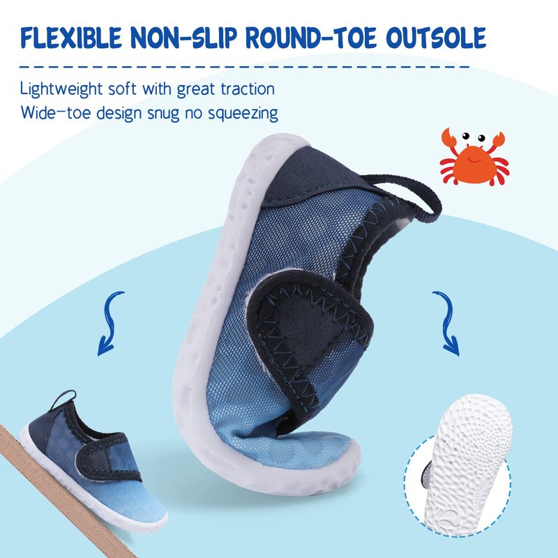 LeIsfIt Kids Water Shoes Toddler Girls Boys Swim Shoes Outdoor Quick-Dry Breathable Aqua Socks for Beach Pool Surf, Gradient Blue, 12 Little Kid
