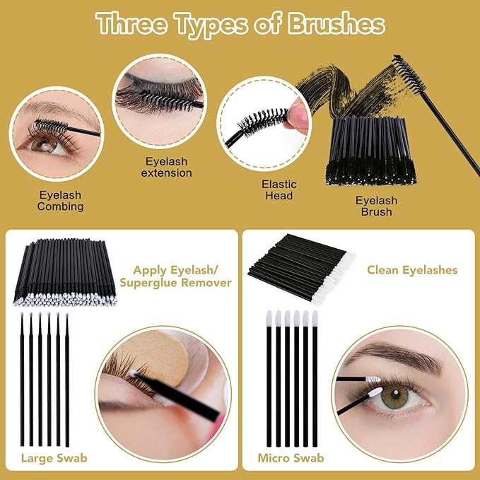 Eyelash Extension Kit for Beginners, Professional Lash Extension Kit with Mannequin Head, Lash Starter Kit with Lash Fan, Lash Extension Supplies for Practice Training Kit(Black)