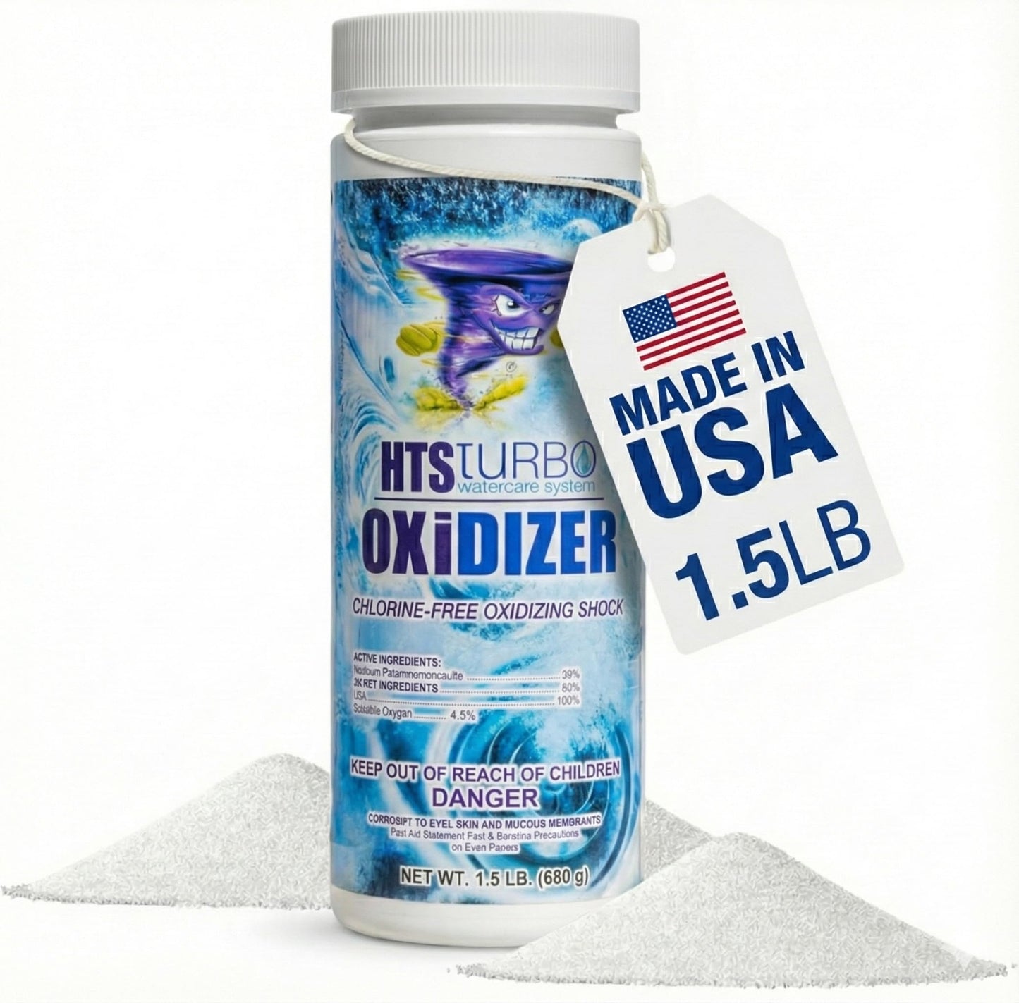 HTS Turbo 1.5 lbs Non-Chlorine Spa Shock - Oxidizer for Hot Tub & Spa - Fast-Dissolving, Crystal Clear Water, USA Made