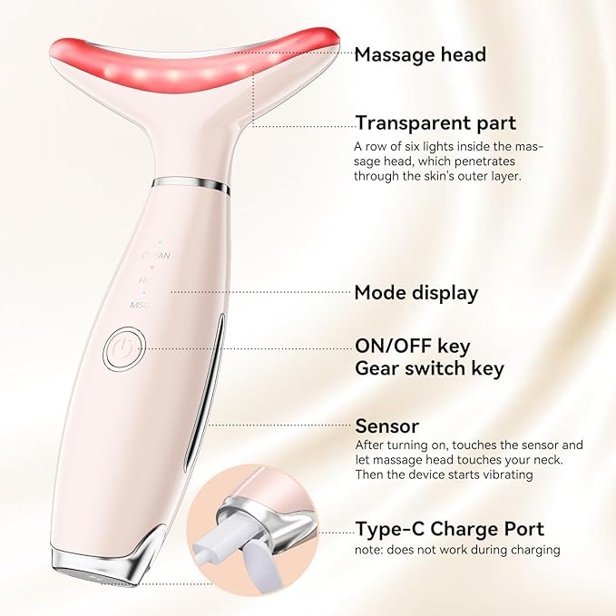 Neck Face Massager, Portable Face Sculpting Tool, 3 Modes Facial Massager, Face Massager Tool for Skin Care (Nude)