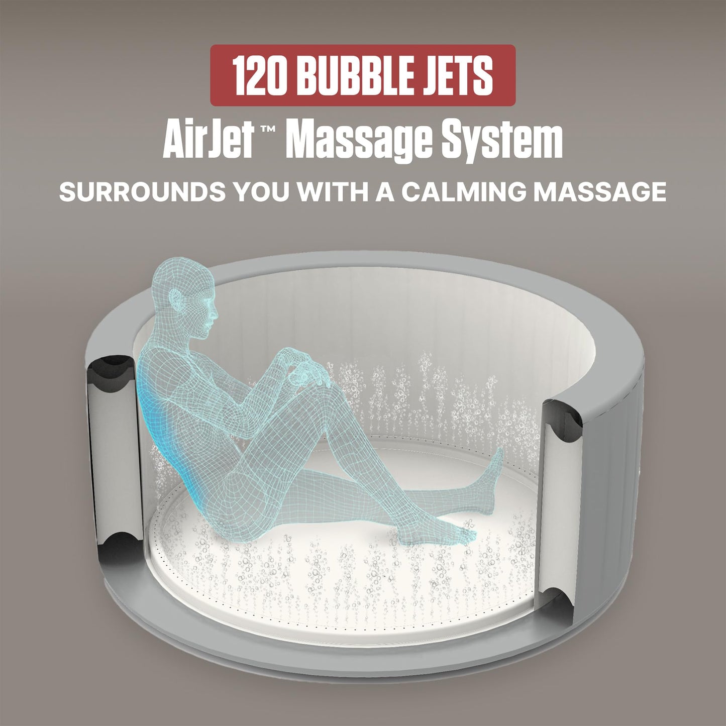 Coleman Miami 2 to 4 Person Inflatable Hot Tub, Round Energy-Efficient Portable Outdoor Spa with 120 AirJets, 71" x 26"