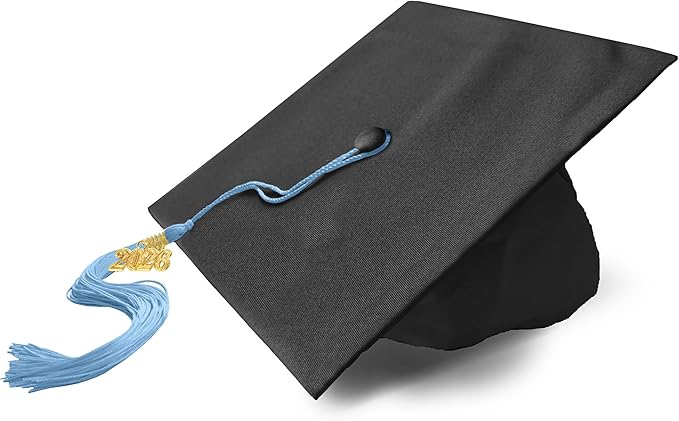 Graduation Cap with 2026 Tassel Year Charm Black Graduation Cap for High School & Bachelor