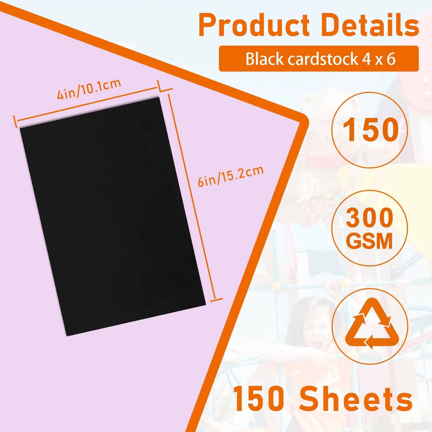 Guakicae 150 Sheets Black Cardstock 4 x 6 Heavyweight Paper, 300gsm/110lb Thick Flat Card Stock Art Paper for DIY Card Making, Invitations, Thank You Cards, Postcards, Scrapbooking