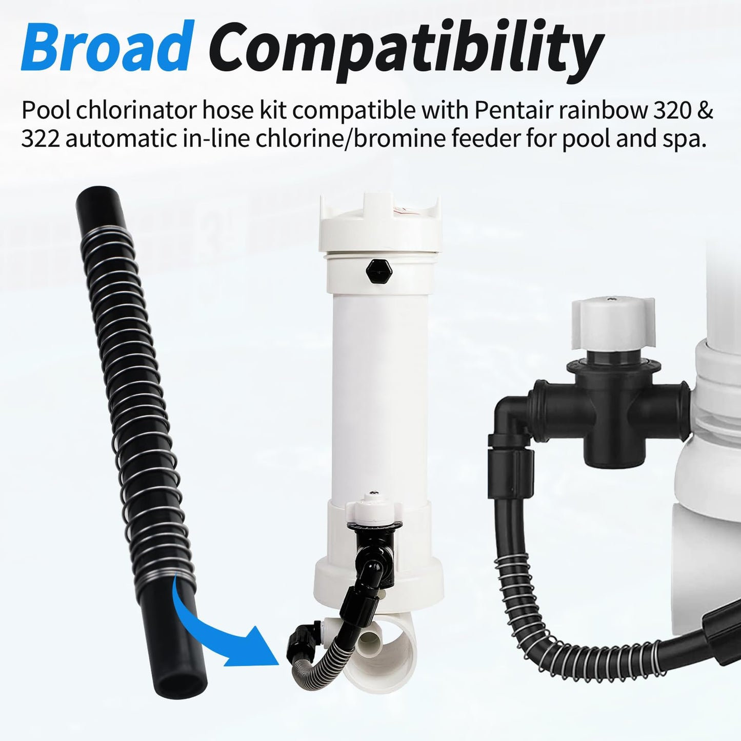 Pool Chlorinator Flexible PVC Tubes R172091 fit for Pentair Rainbow 320 Chlorine/Bromine Feeders, with R172272 Elbow R171097 Tube Support Fitting Compatible with Pentair 322 Feeder