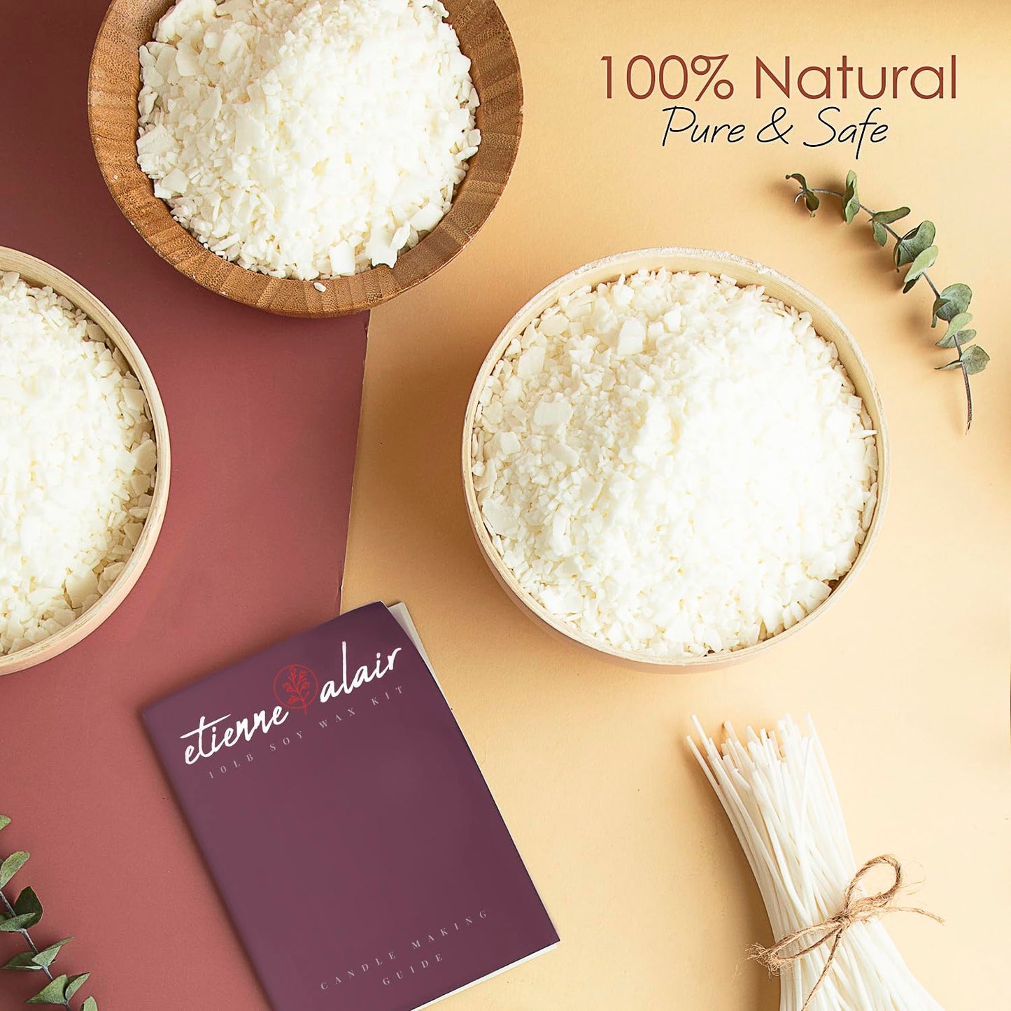 Etienne Alair Organic Soy Candle Wax for Candle Making, 10 lbs Natural Candles Making Supplies, Beeswax-Free, Paraffin-Free, Pure Soy Wax Flakes Perfect for Candles, Tealights and Melts