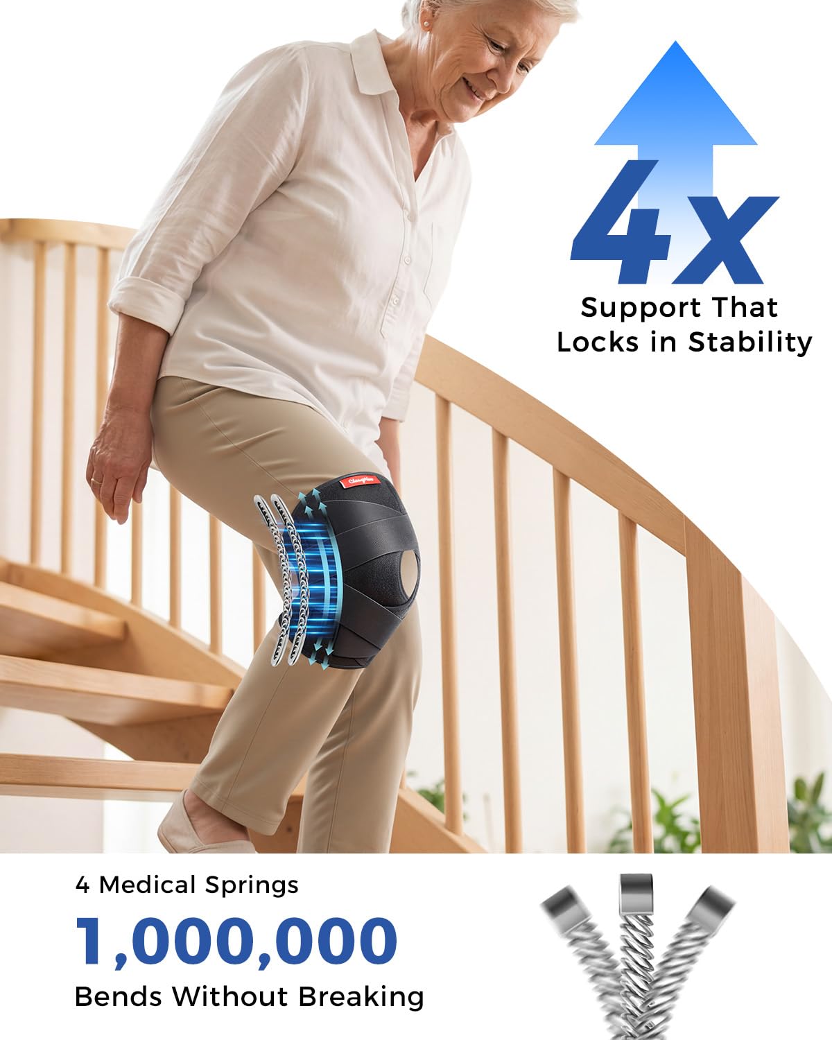Medical-Grade Knee Brace for Women & Men,[Adjustable V-Straps & Anti-Slip] Knee Support with Side Stabilizers for Knee Pain,Meniscus Tear,ACL,MCL,Arthritis, Patella Stability for Injuries Recovery - M