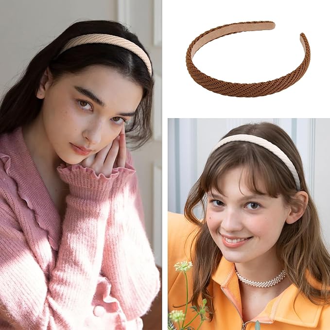AIBFRID Headbands for Women Thin Knitted Hairbands Fashion Non Slip Headband for Women's Hair Cute Solid Colors Hair Accessories 4 PCS