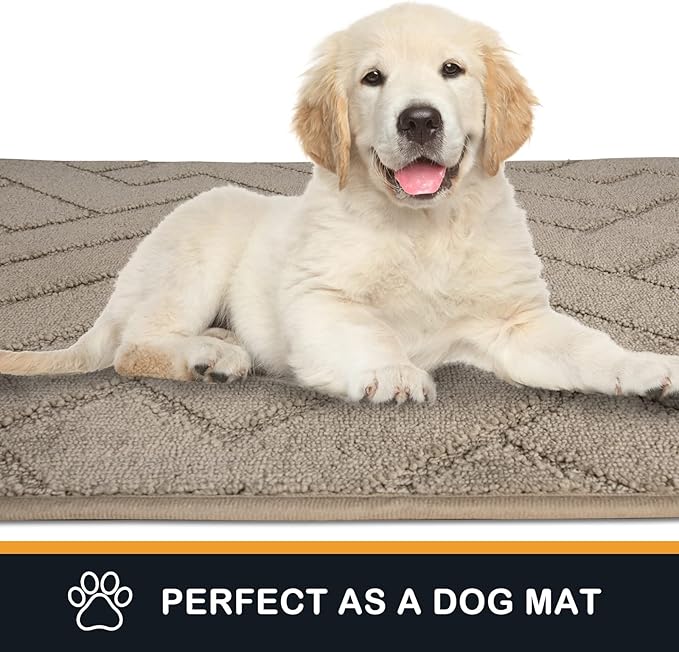 PURRUGS Dirt Trapping Door Mat 48" x 48", Non-Slip Machine Washable Entry Rug, Dog Doormat, Indoor Front Door Mat, Super Absorbent Entryway Rug for Muddy Shoes & Paws, Taupe