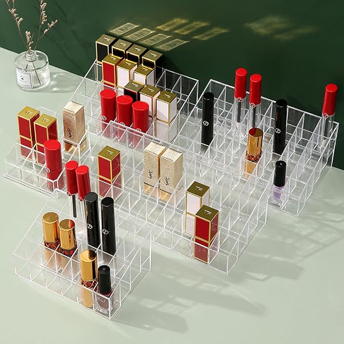 Lipstick Organizer 24 Slots Plastic Clear Comestic Display Holder for Lip gloss Chapstick Perfume Nail Polish Essential Oil