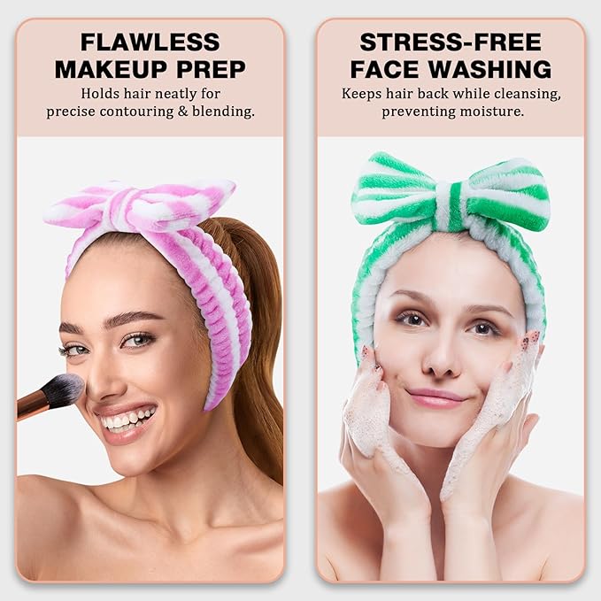 YOOVR 8pcs Spa Headband, Mothers Day Gifts Bulk, Stocking Stuffers for Teen Girls Women, Skincare Makeup Face Wash Headband, Hair Accessories, Party Favors for Adult, Easter Baskets Stuffers (Candy)