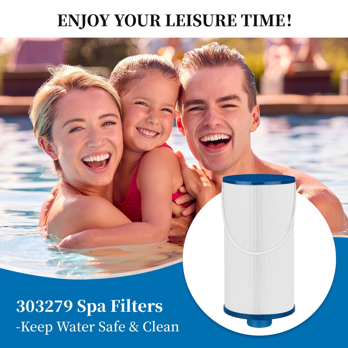 Porscan Spa Filter Replacement for Watkins 303279 Filbur FC-2402, Hot Tub Filter Cartridge 5CH-37 PFF42TC-P4 78460 Conpatible with LifeSmart, Free Flow, AquaTerra, Fantasy - 1 Pack