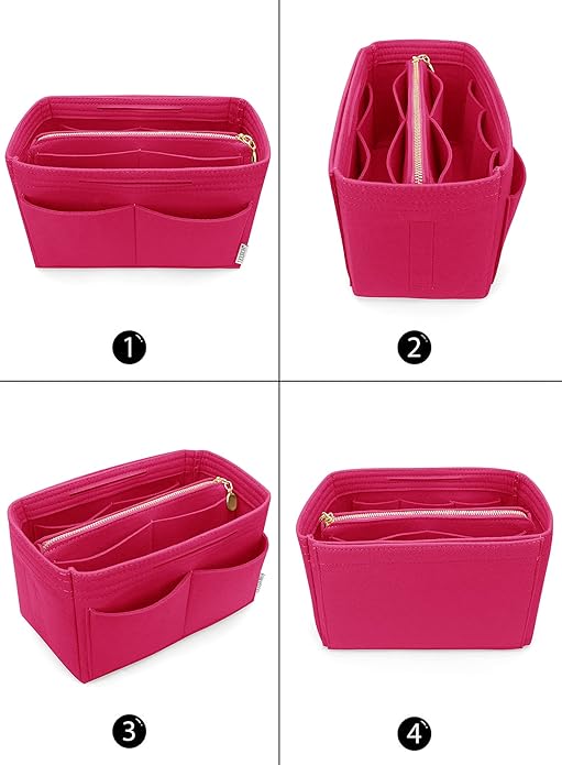 LEXSION Felt Purse Bag Organizer Insert with zipper Bag Tote Shaper Fit Speedy Neverful PM MM
