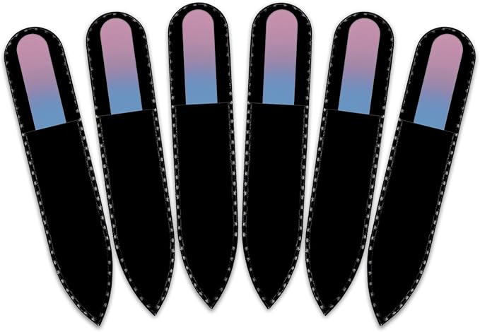 Mont Bleu Rainbow Crystal Nail File in Black Pouch - Small/Purse Size - Czech Tempered Glass - Handmade in Bohemia (Czech Republic)
