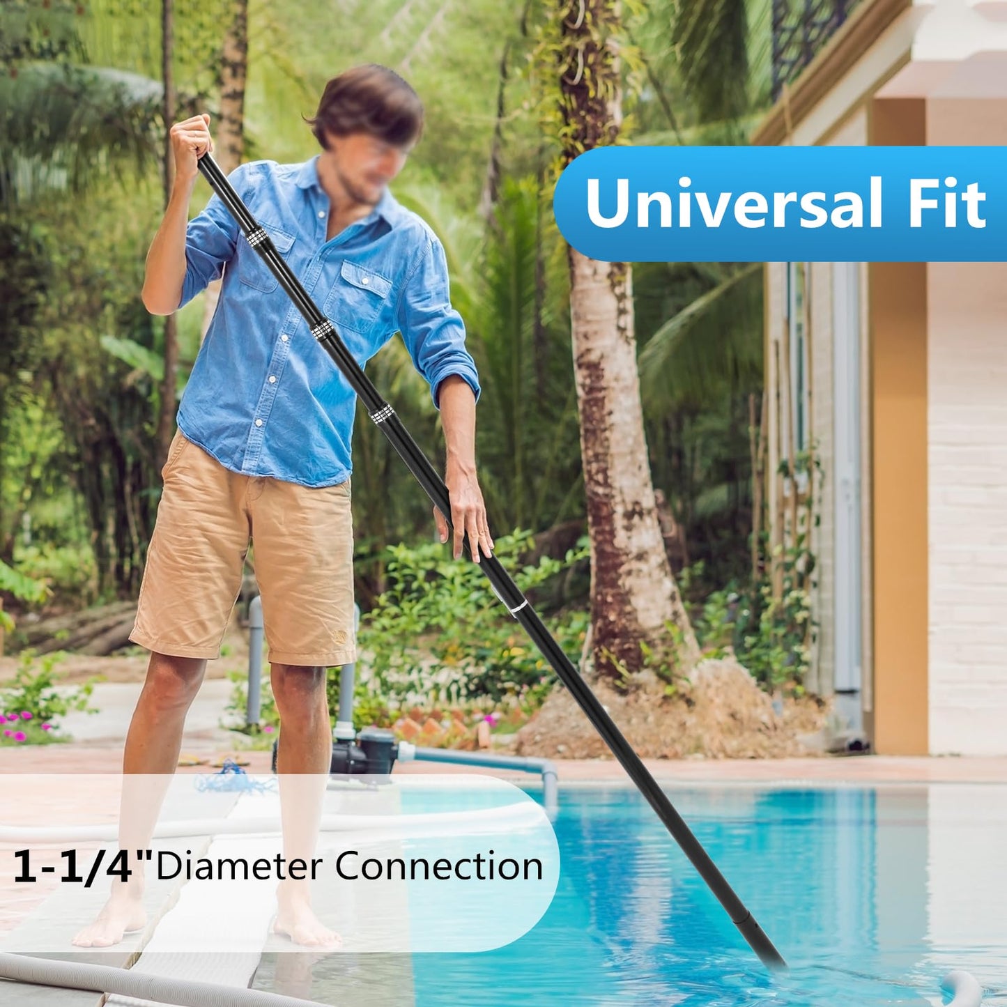 JSPJSP Carbon Fiber Pool Rod - Professional 4-12 Foot Telescopic 4-piece Pool Cleaning Rod Set, Adjustable Telescopic Rod for Cleaning Nets, Brushes, Vacuum Heads