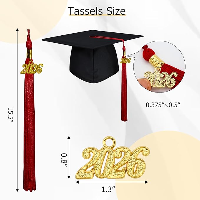 GraduationMall Single&Multiple Color Graduation Tassel with 2026 Year Charm 9"