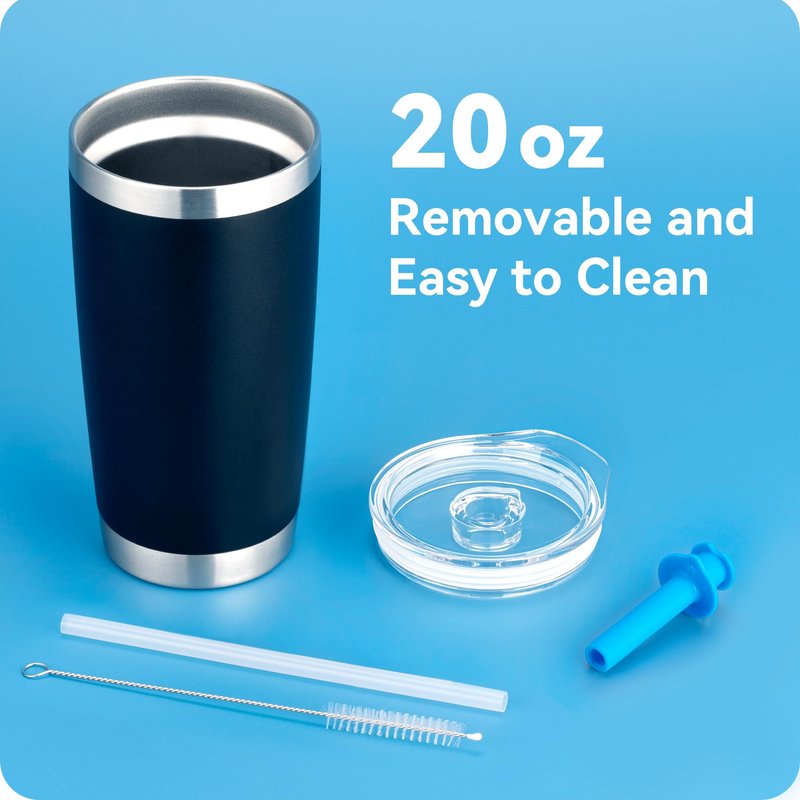 Prurex 20 oz Straw Lid - Replacement Leak - Proof Cover for 3.2 - inch Press - Fit Cup Mouths of Brands: TEEZWONDER, LEIOH, VIWIS, SUNWILL, NewEleven, MJZAKEFR, AXIARA, Niduilef, SANDJEST (Black)