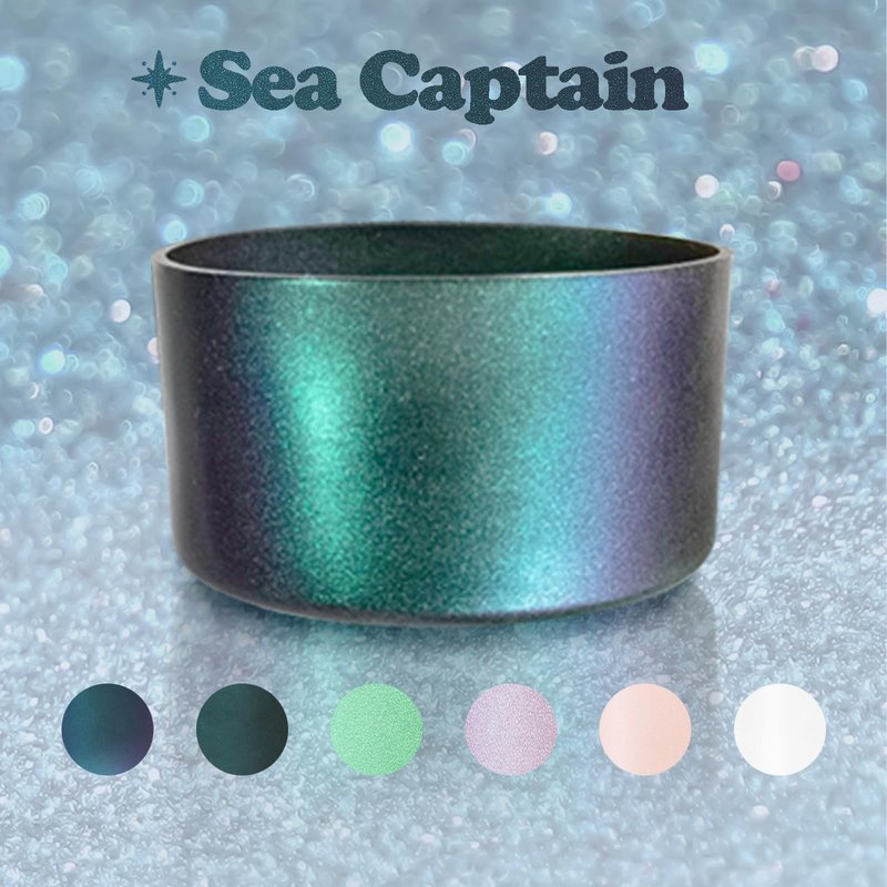 Glossy Gradient Silicone Boot for Owala 30 40 oz FreeSip Sway & Tumbler, Chameleon Metallic Glitter Bottom Bumper Cover, Anti-Slip Sleeve for Water Bottle Accessories, BPA-Free (Sea Captain)