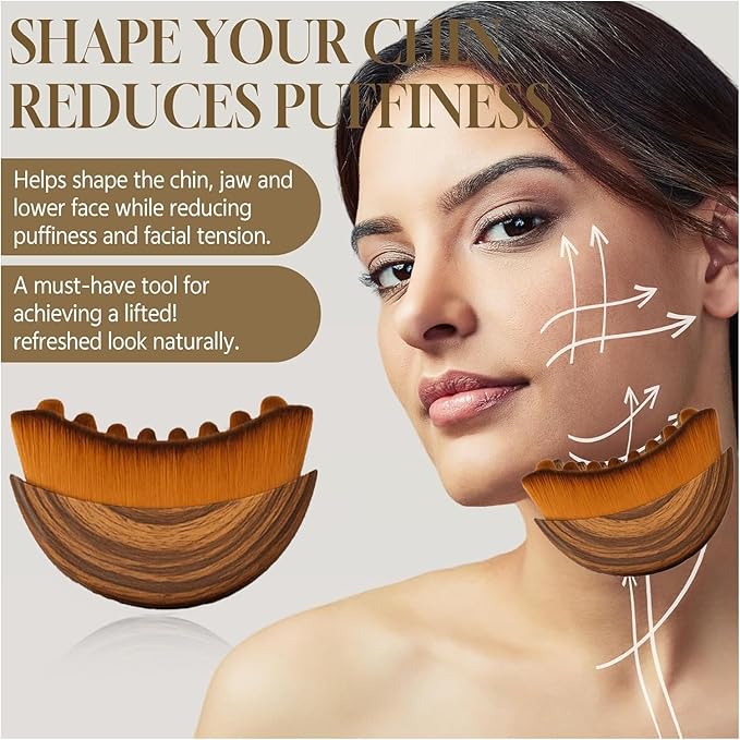 Lymphatic Contour Face Brush, Face Sculpting Tool for Lymphatic Drainage, Ultra Soft Bristles, Dry Brush, Helps Reduce Look of Puffiness, 100% Gentle & Soft on Skin | Naturally Sculpted Look