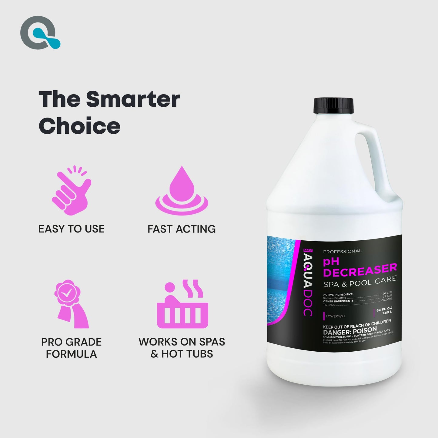 AquaDoc Hot Tub pH Decreaser - 64oz - Spa pH Down for Water Balance - Hot Tub Chemicals Made in USA