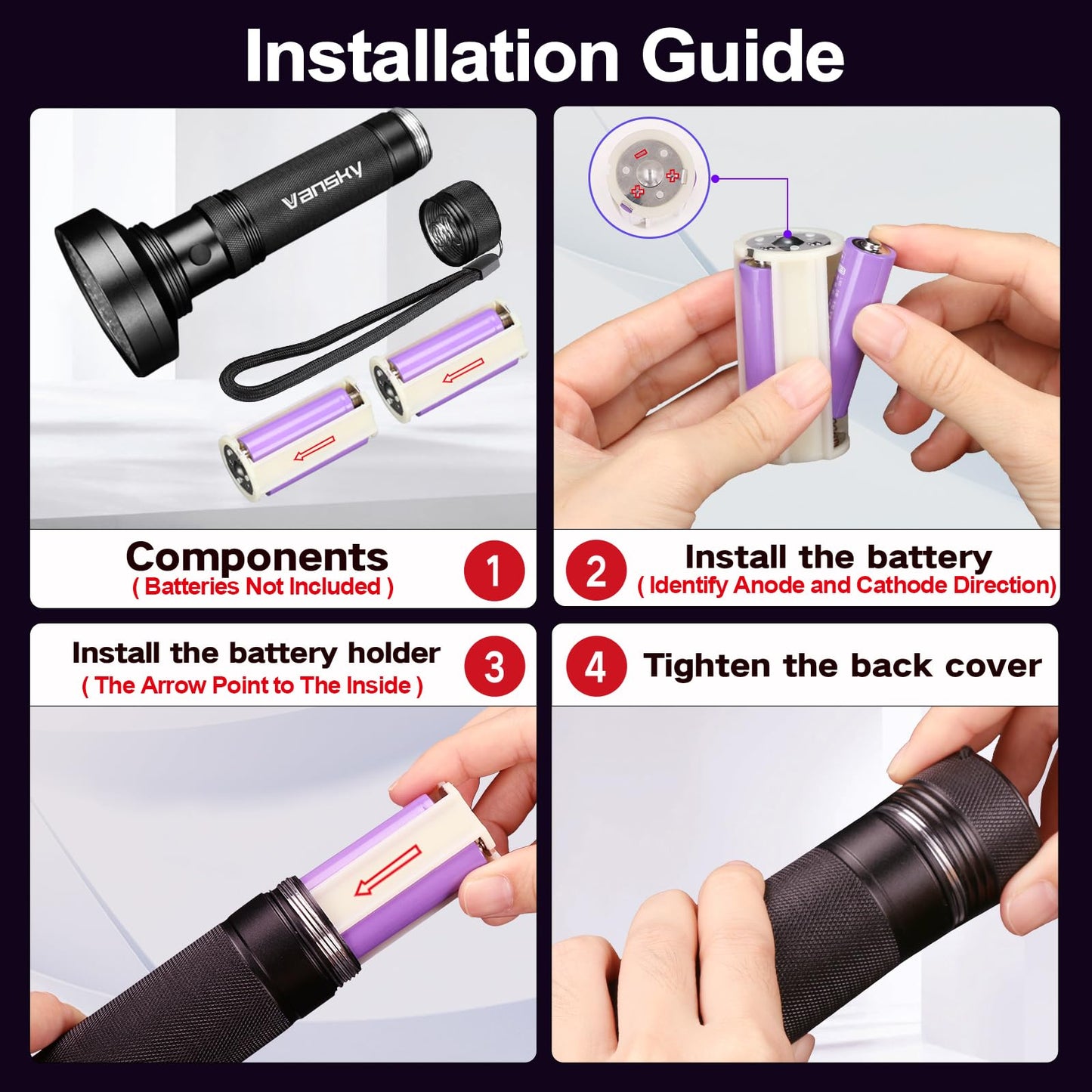 Vansky Air Conditioner Leak Detection: 100 LED Car AC UV Dye Leak Detector Kit with Protective Glasses - Automotive Professional Tool