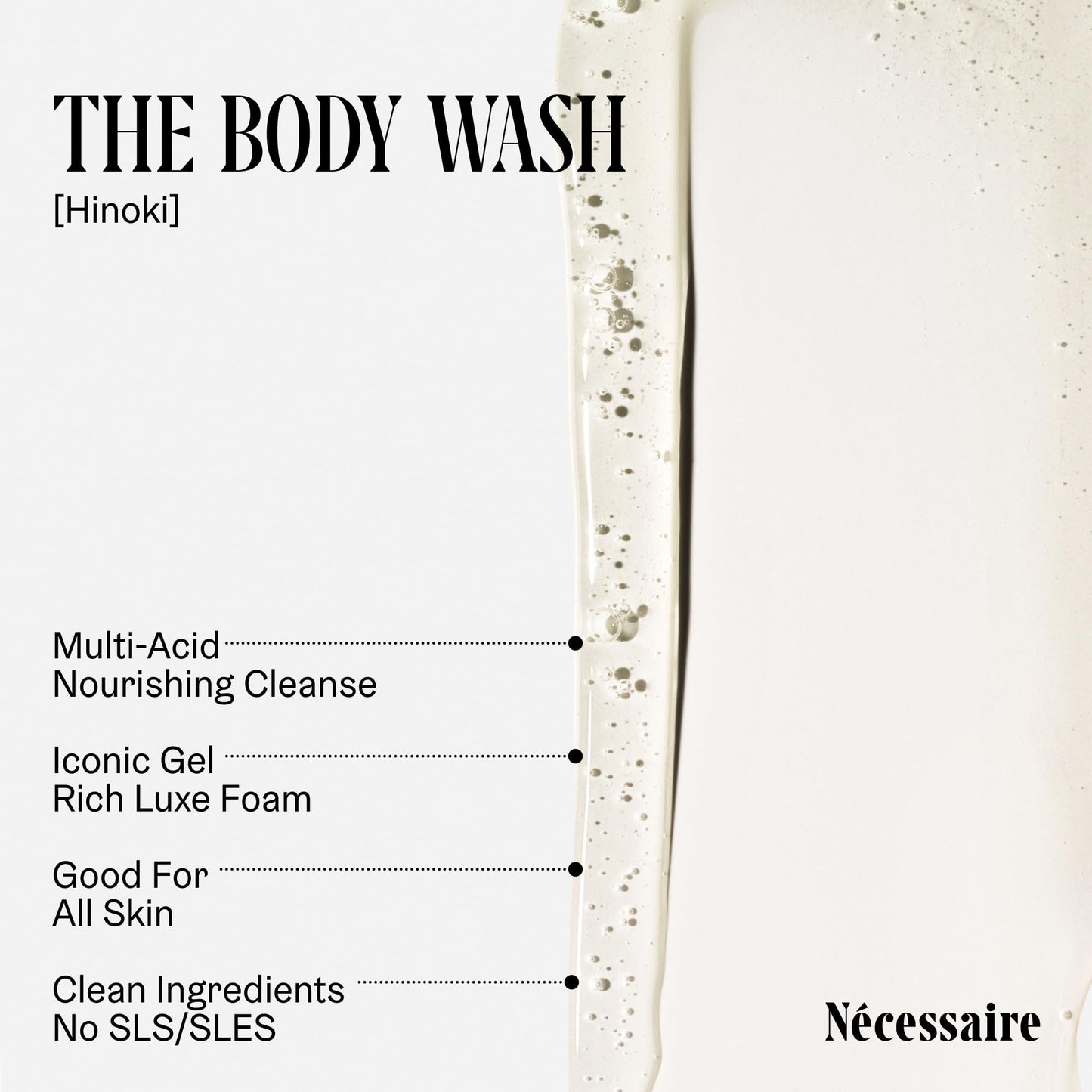 Nécessaire The Body Wash Hinoki. Multi-Oil Shower Gel Body Wash for Women + Men. Non-Comedogenic + Hypoallergenic for Sensitive Skin with Niacinamide. 500ml/16.9 fl oz