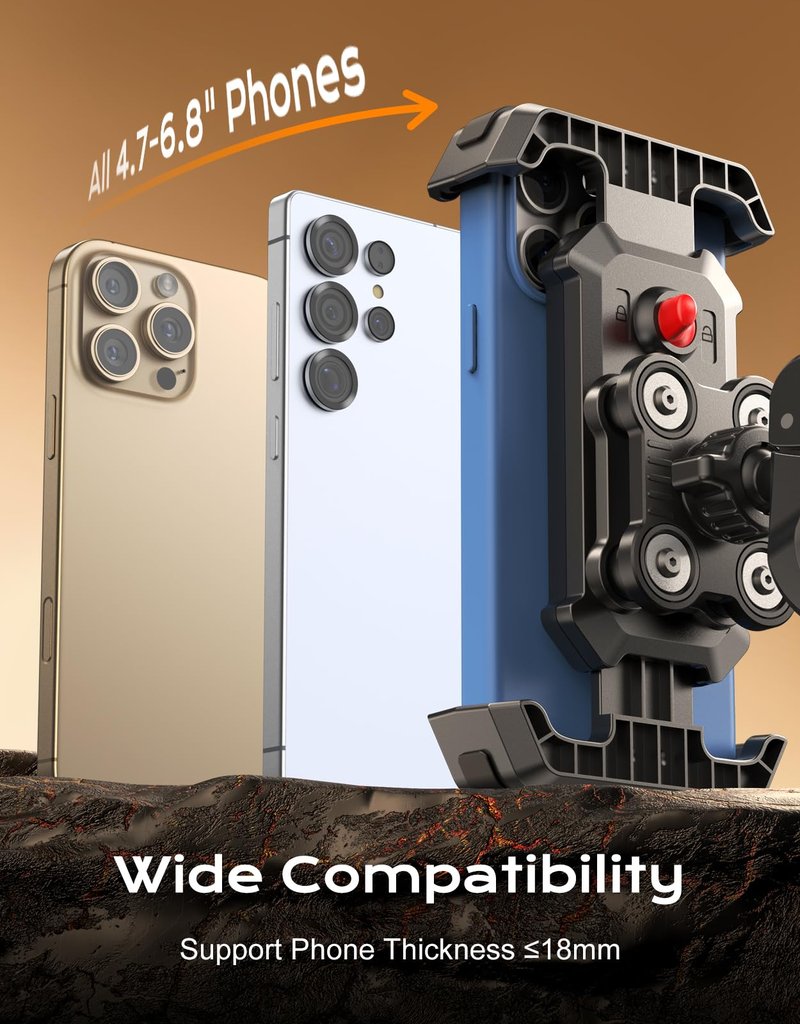 Viccux 2026 Upgrade Motorcycle Phone Mount [Anti-Shake & Vibration Dampener], Super Stable Bike Phone Holder for iPhone 17/16/15/14 & 4.7-6.8" Phones, Phone Holder for Bike/Bicycle/Motorbike/Scooter