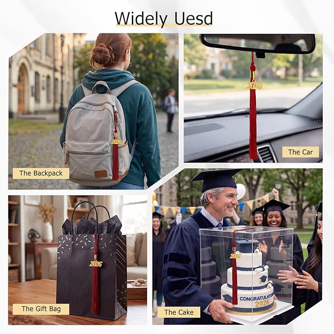 GraduationMall Single&Multiple Color Graduation Tassel with 2026 Year Charm 9"