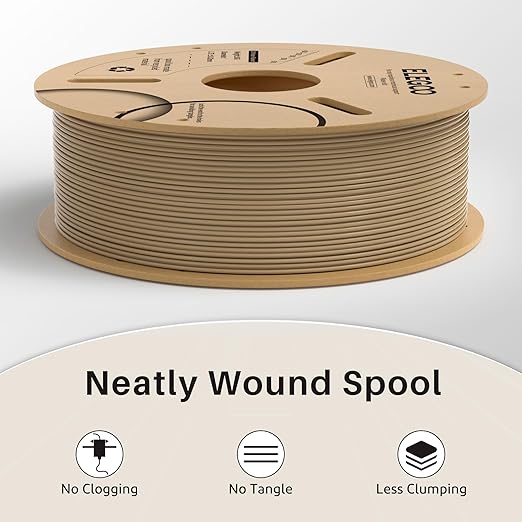 ELEGOO Wood PLA Filament 1.75mm 1KG, Real Wood Fibers Filled 3D Printer Filament Dimensional Accuracy +/- 0.02mm, 1kg Spool(2.2lbs) Fits for Most FDM 3D Printers