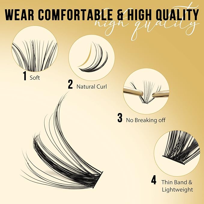 QUEWEL Lash Clusters 320Pcs Cluster Lashes 30D C Curl Lash Cluster Eyelash Extensions Mix12-18mm Individual Eyelashes Clusters Wispy Lash Clusters Thin Band Soft to Use at Home(30D C Mix12-18)