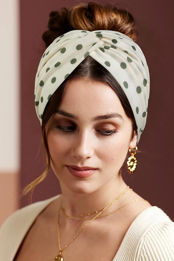Tobeffect 7 Inches Polka Dots Headbands for Women, Extra Wide Fashion Turban Headband for Women's Hair, Large Thick Hairbands Bandana Head Band Accessories for Wig, Workout, Yoga, Sports