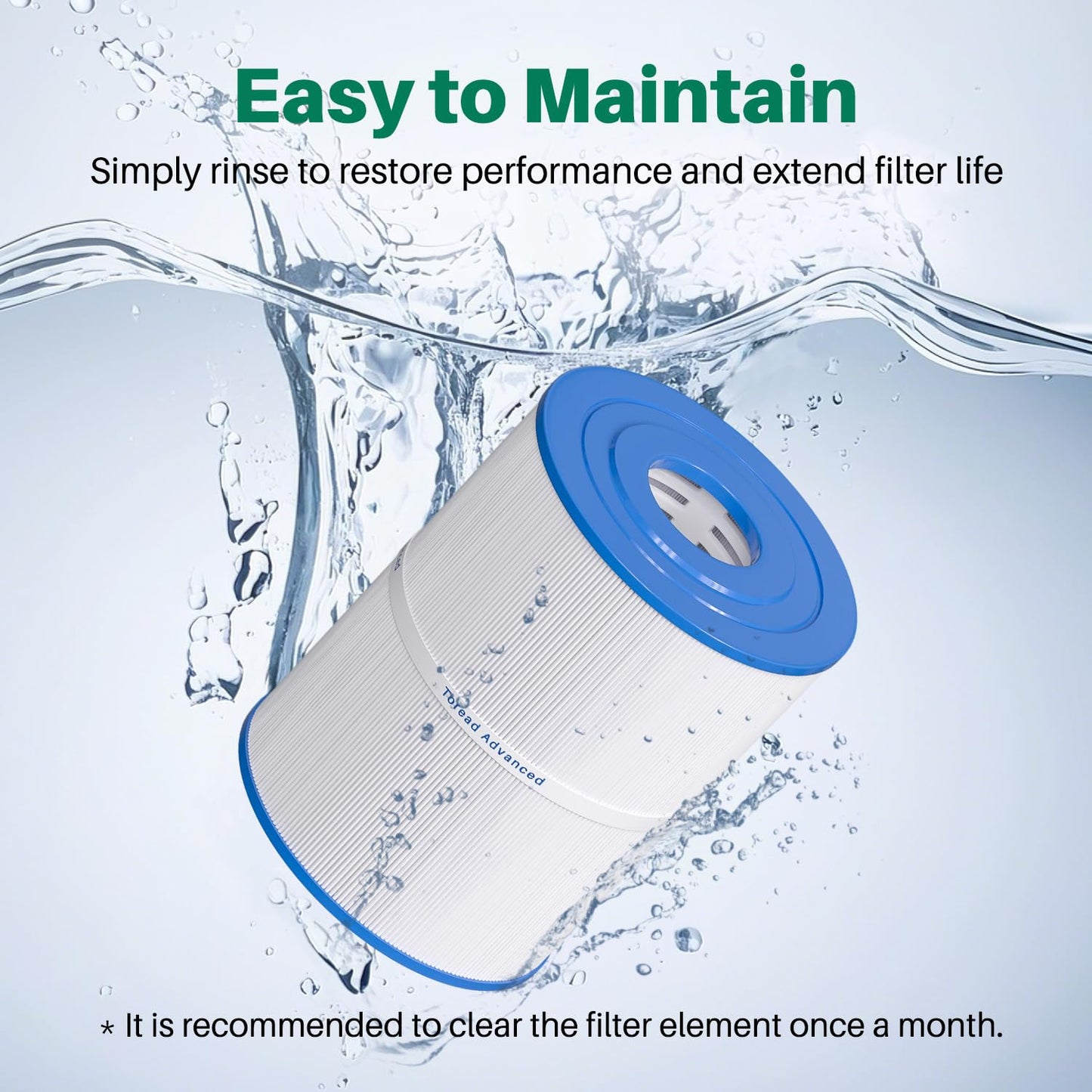 TOREAD NSF-50 Certified Watkins 31114 Replacement Tiger River Spa Filter, Compatible Unicel C-8465, PWK65, Filbur FC-3960, 71827, 71828 Hot Tub Filter, 65 sq. ft Hot Spring Spa Filter 2PACK