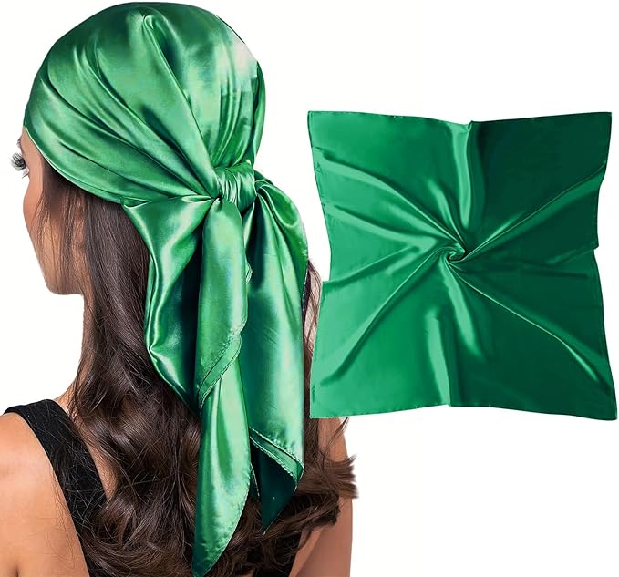 vimate 35" Square Silk Like Head Scarf - Women's Fashion Satin Scarf Bandana for Hair Wrapping at Night.