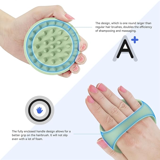 38 Finger Enlarged Scalp Massager, Silicone Scalp Brush Shampoo Brush for Hair Care, Scalp Scrubber, Hair Brush Wet Dry, Scalp Exfoliator for Men Women Pets (Light Green)
