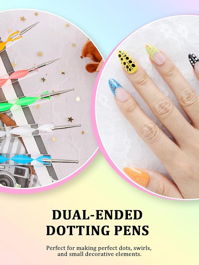 Nail Art Tools Set, Nail Stand for Press on Holder for Painting Nails, Nail Art Brushes, Liner Brushes, Nail Dotting Tool, Must Haves Design Tools Supplies Kit for Nail Tech & Beginners (White)