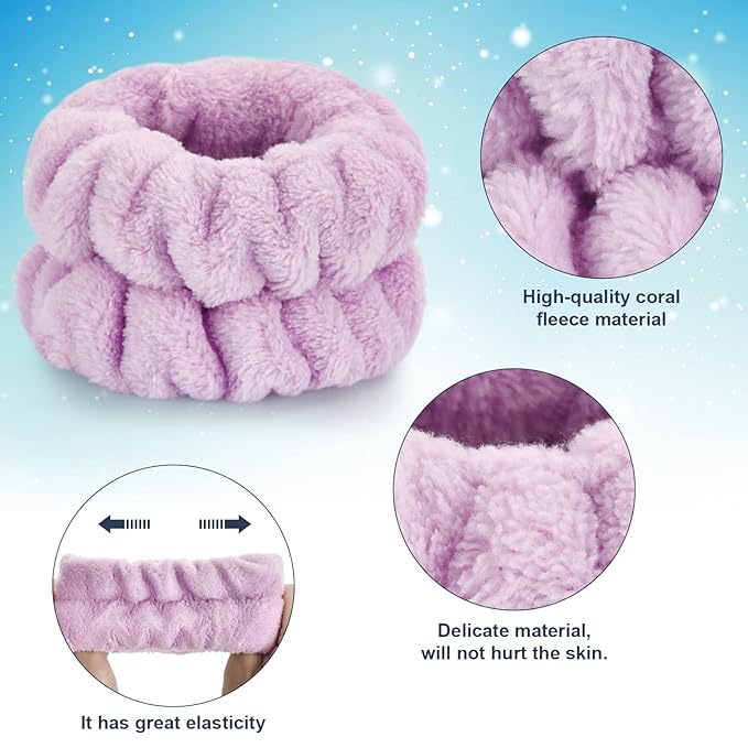 2 Pcs Wrist Bands for Washing Face-Dorbetar, Microfiber Wrist Towels for Washing Face, Spa Wristbands for Washing Face, Face Wash Wristbands, Arm Bands for Washing Face for Woman and Children