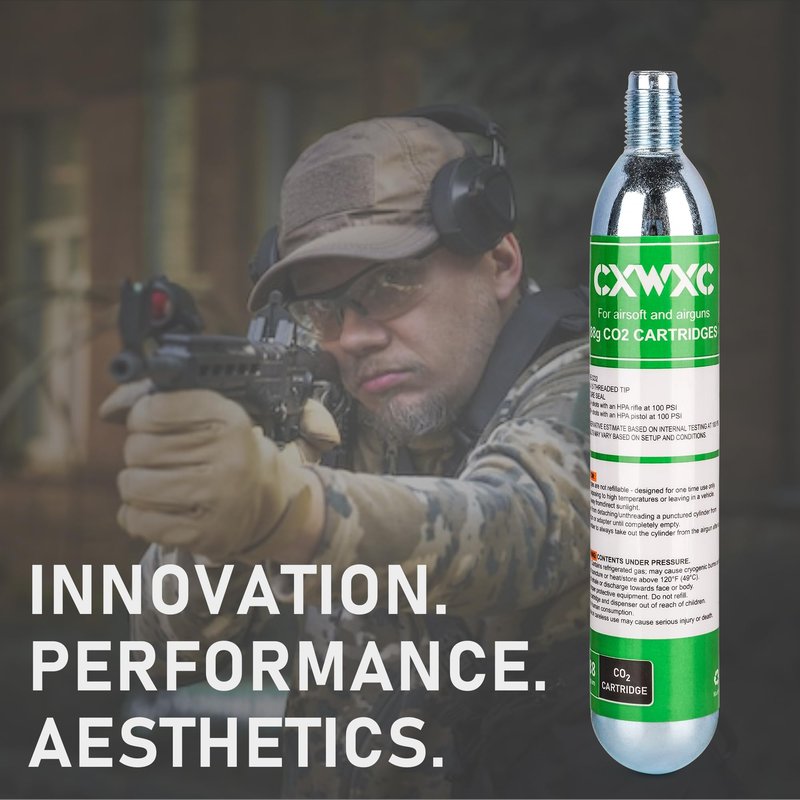 8 Gram/ 12 Gram CO2 Cartridges for Paintball - CO2 Cylinder CO2 Powerlet Cartridges for Airsoft, Air Gun, Pepper Gun P2P HDP 50 Compact (88G-2PC)