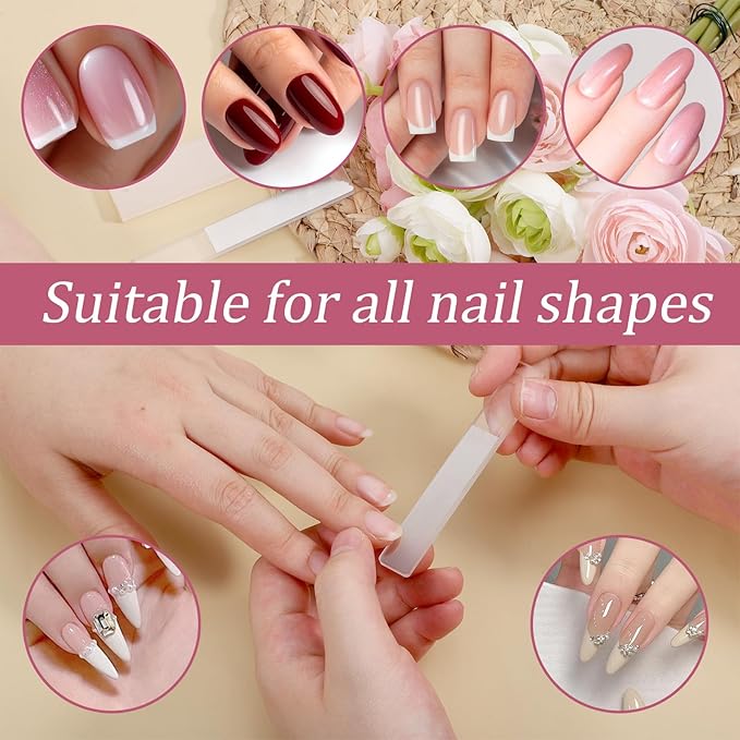 Glass Nail Buffer Nano Glass Nail File 8 PCS Nano Nail Files with Case for Natural Nails Women Shaping Buffing and Polishing