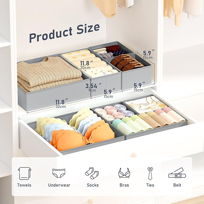 DIMJ Drawer Organizer Clothes, 21 Pack Dresser Organizer, Foldable Closet Organizers and Storage, Fabric Dresser Bins, Drawer Dividers for Nursery, Baby Clothes, Underwears, Sock