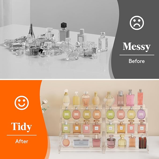 Lifewit Perfume Organizer, Bedroom Decor, Cologne Cupcake Stand, Tool-Free Assembly, Makeup Display Shelf for Vanity Bathroom Counter Storage, Clear, 30 cm/12", 1 Pcs
