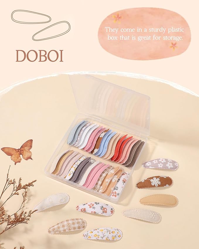doboi 40Pcs Toddler Hair Clips Hair Barrettes Baby Girls Hair Bows Clips Floral Print Non Slip Snap Hairpins Flower Hair Clips for Girls Kids Toddler Hair Accessories