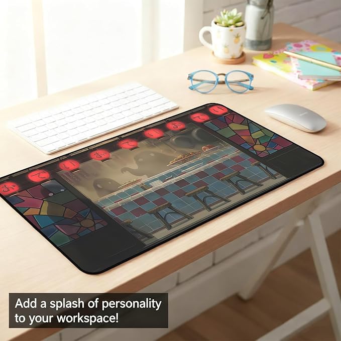 Japanese Anime Desk Pad, Black Ghost Game Mouse Pad, Long Keyboard Mat, Computer Pad, Wireless Mouse Mat, Non-Slip Desk Mat with Stitched Edges, Retro Home Office Desktop Decor 31.5"X15.7"