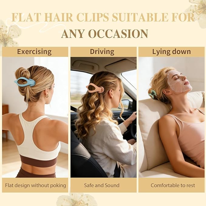 10 Pcs Flat Hair Clips for Women French Concord Claw Clips for Thick and Thin Hair Claw Clips Duck Billed Barrettes Hair Accessories for Women and Girls (Brown Light Colorful)